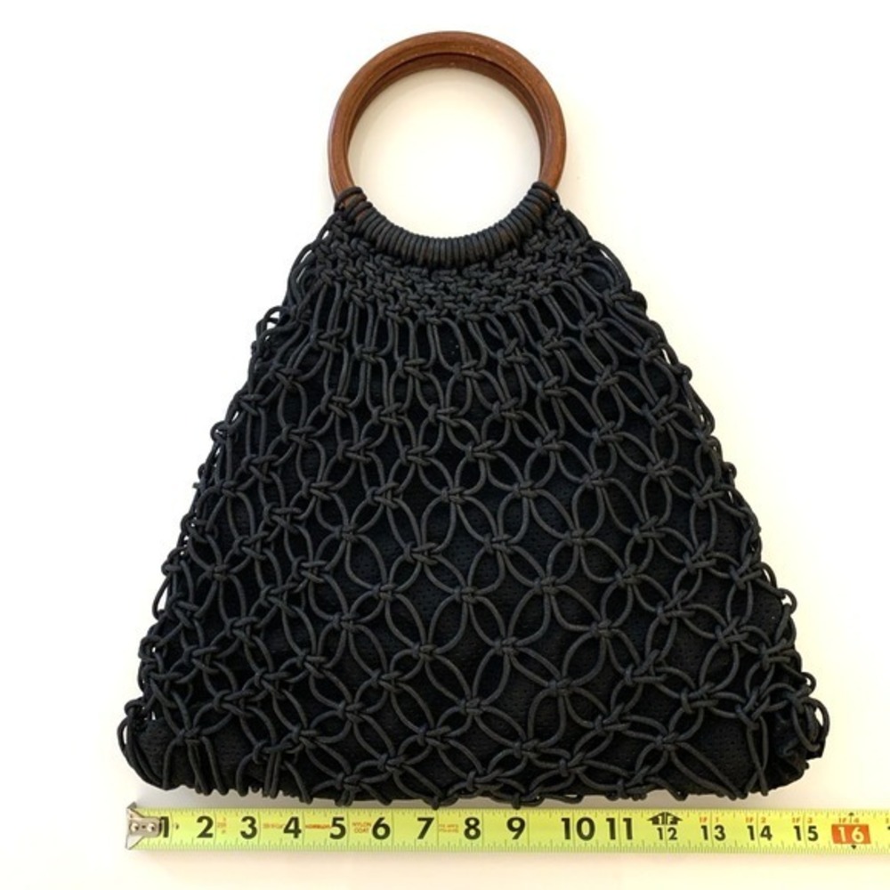 Urban Expressions Black Woven Macramé Summer Handbag "Milos Tote" - Picture 5 of 7